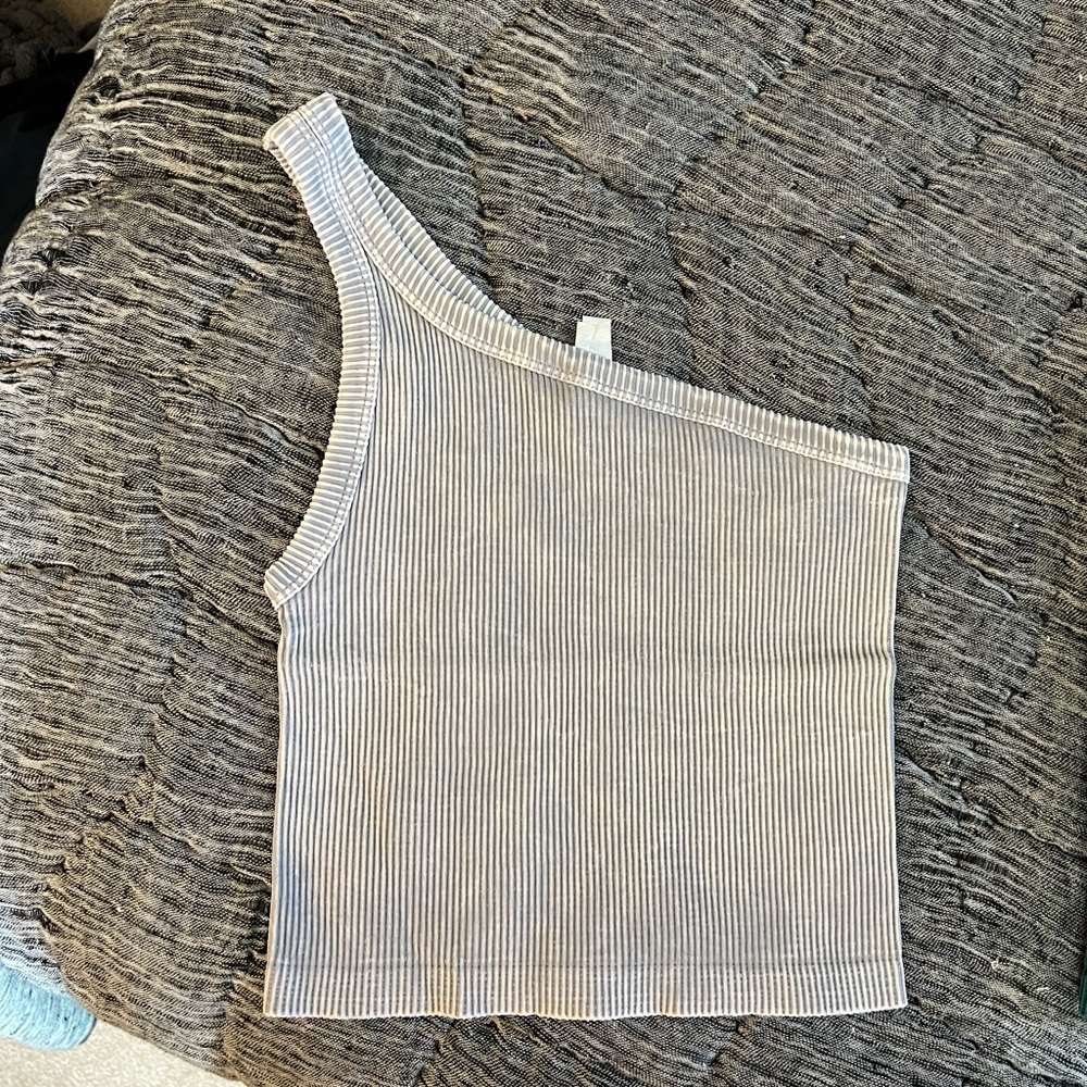 Nikibiki Silver Asymmetrical Ribbed Tank Top